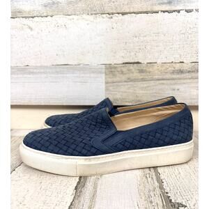 M Gemi Womens EU 40 Cerchio Blue Woven Nubuck Leather Slip On Sneakers Italy